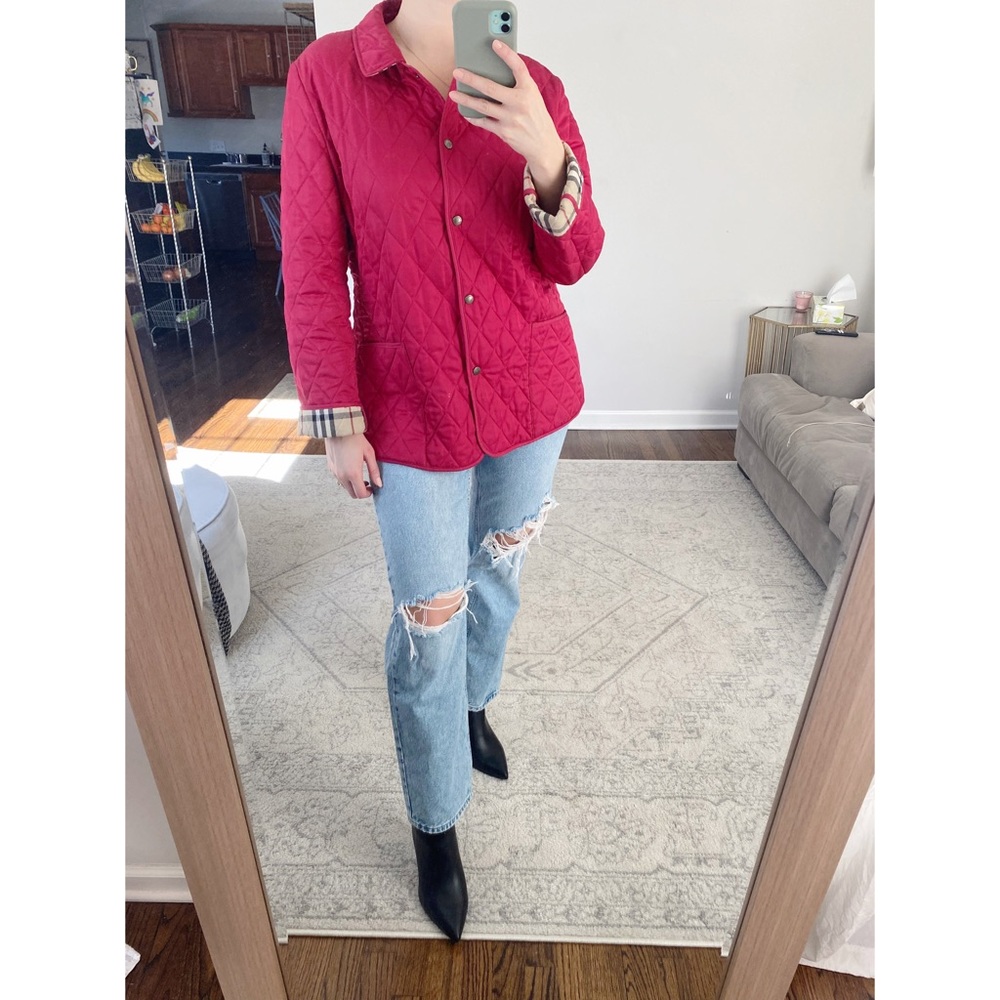 Burberry Classic Quilted Riding Jacket Red Size Small/Medium